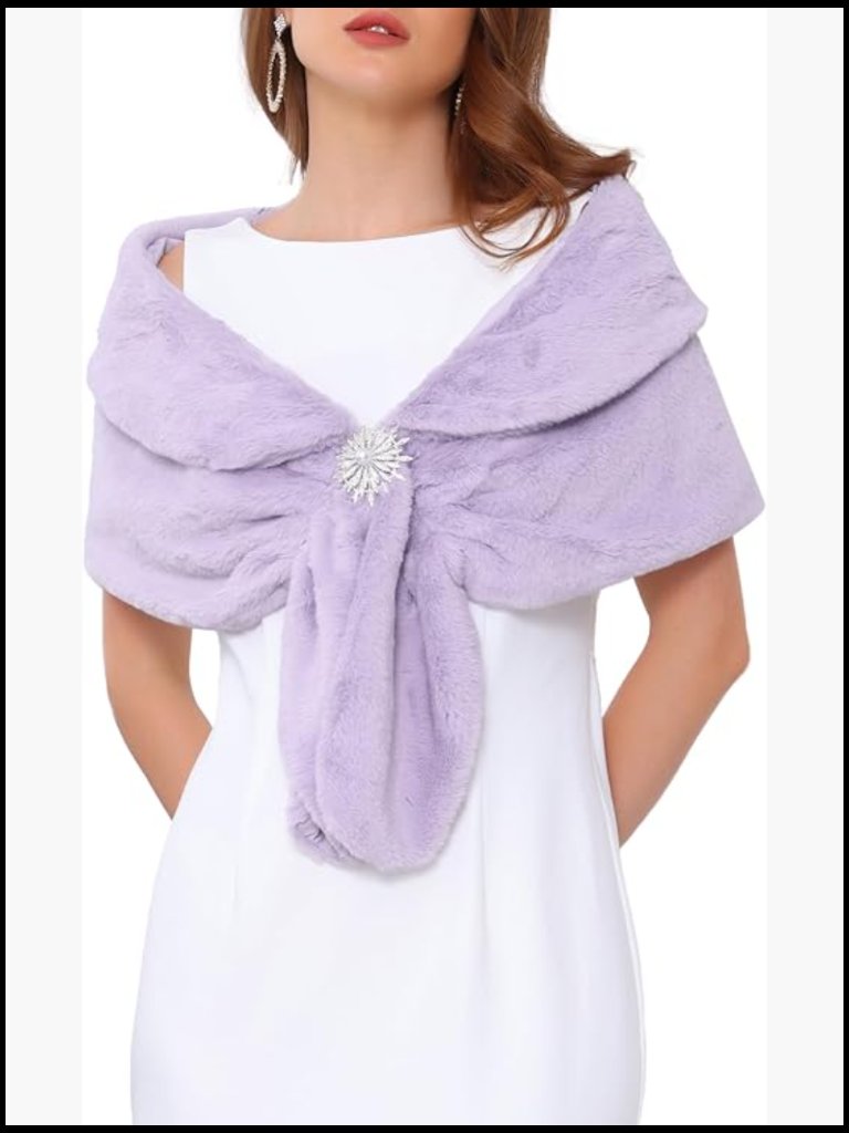 Faux Fur Shrug Cape Wrap For Wedding Party Bridal Shrug Brooch Closure